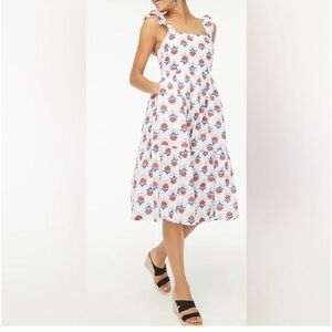 J Crew Floral Print Square Neck midi dress